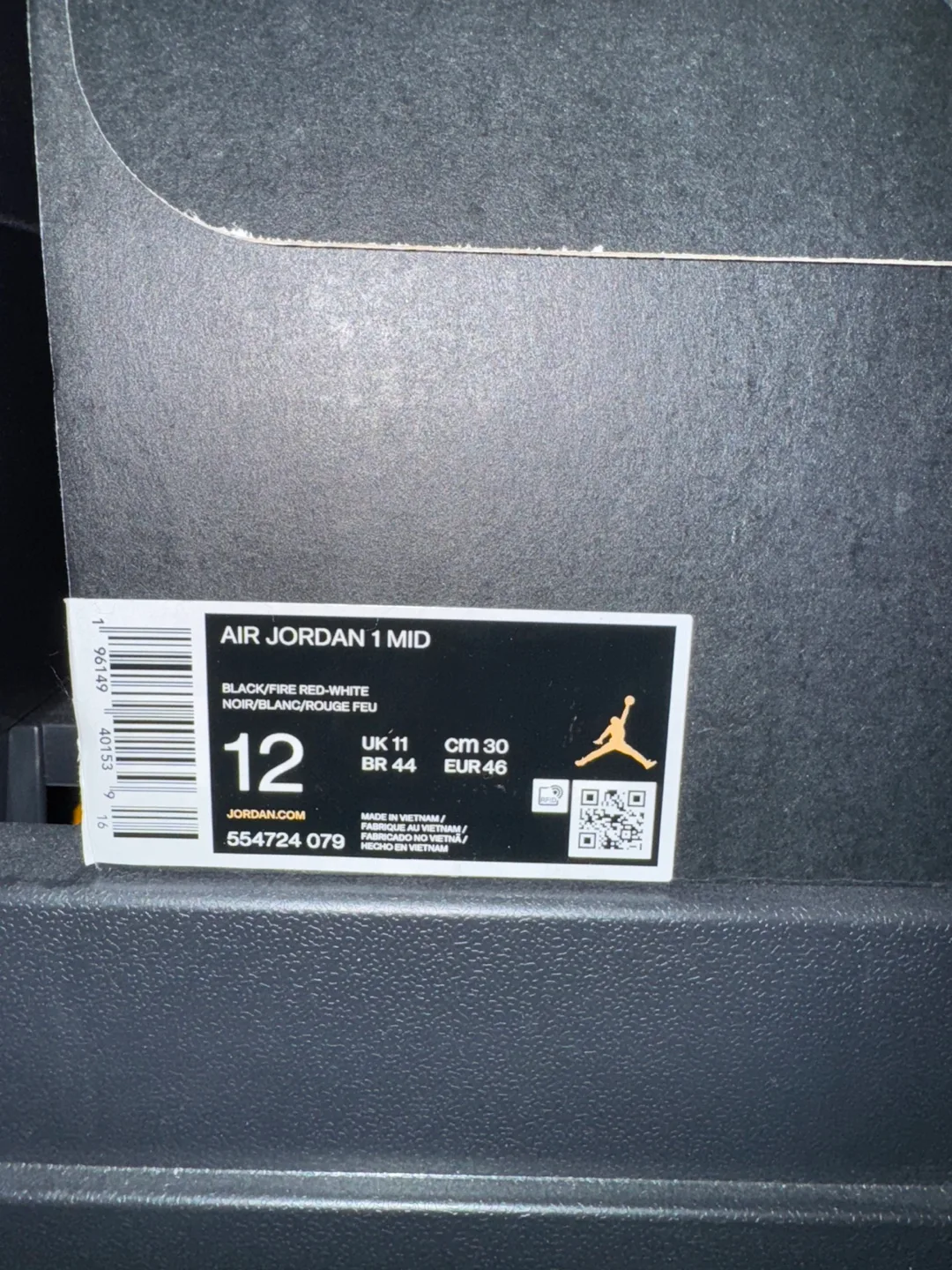 Nike Air Jordan 1 Mid Black/Red/White Men's 12 image indicator(2)