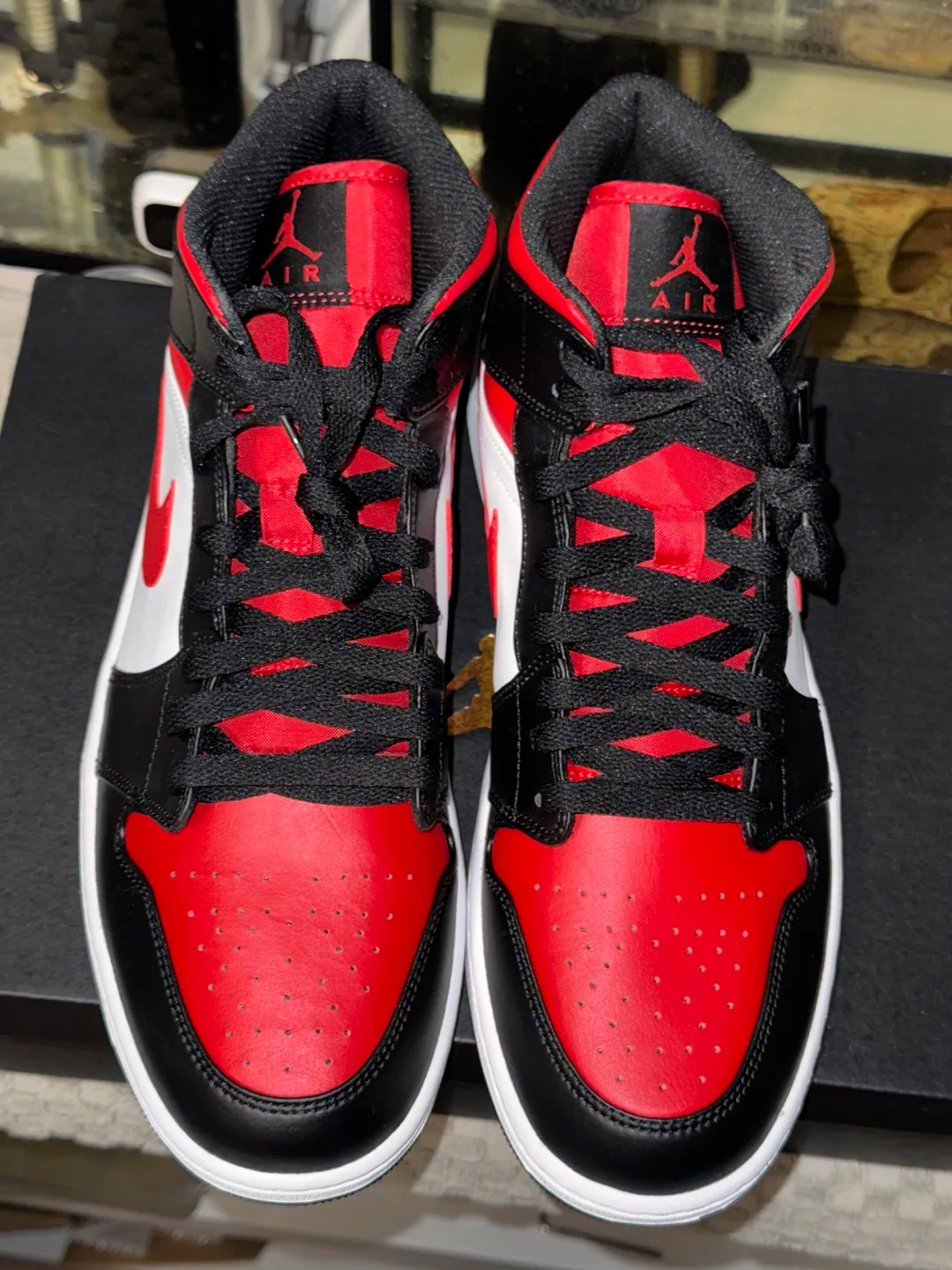 Nike Air Jordan 1 Mid Black/Red/White Men's 12 image indicator(3)