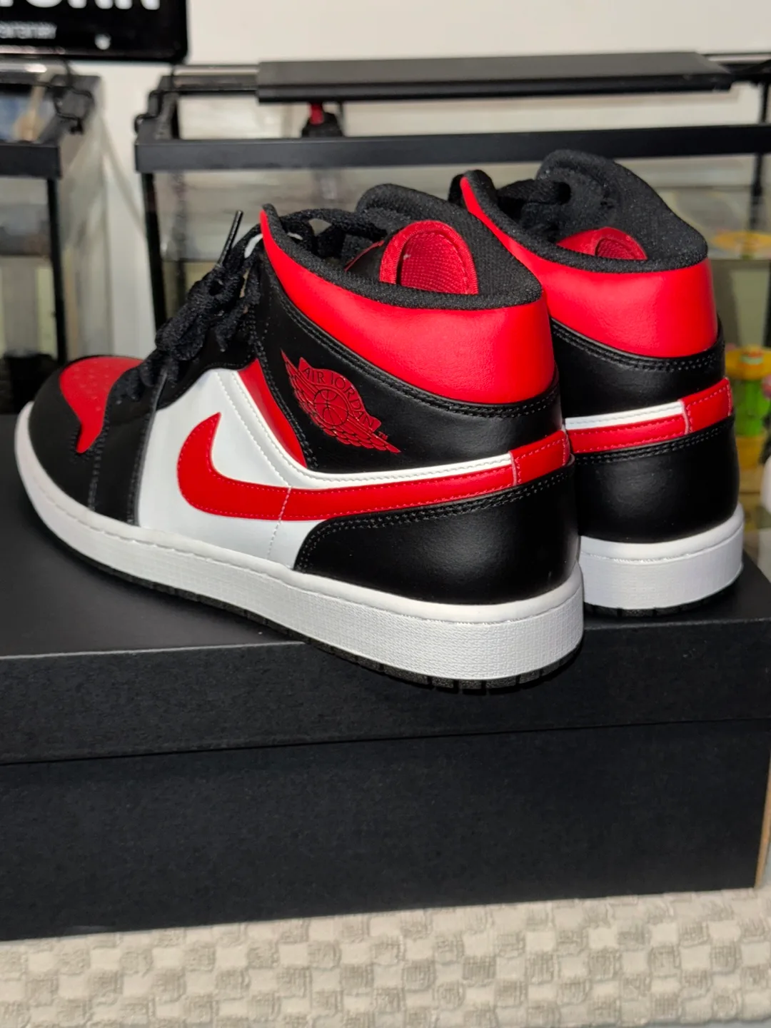 Nike Air Jordan 1 Mid Black/Red/White Men's 12 image indicator(5)