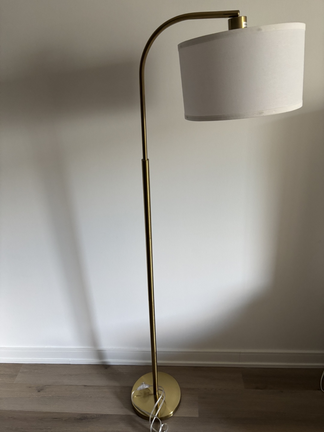 Gold Floor Lamp with White Shade