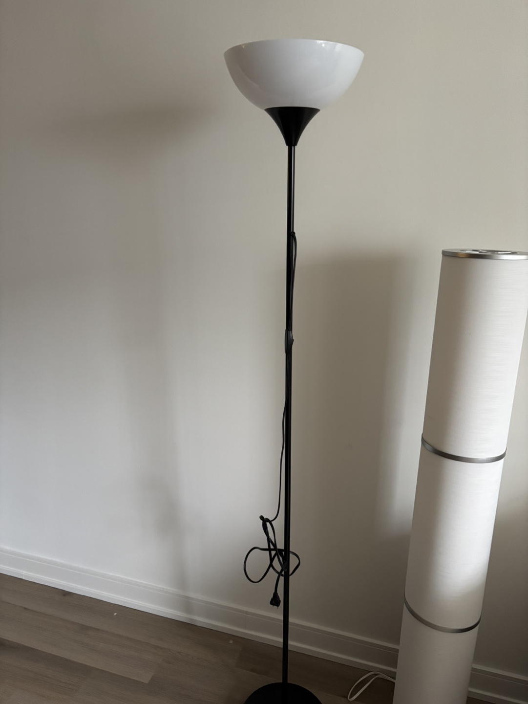 Black Floor Lamp with White Shade