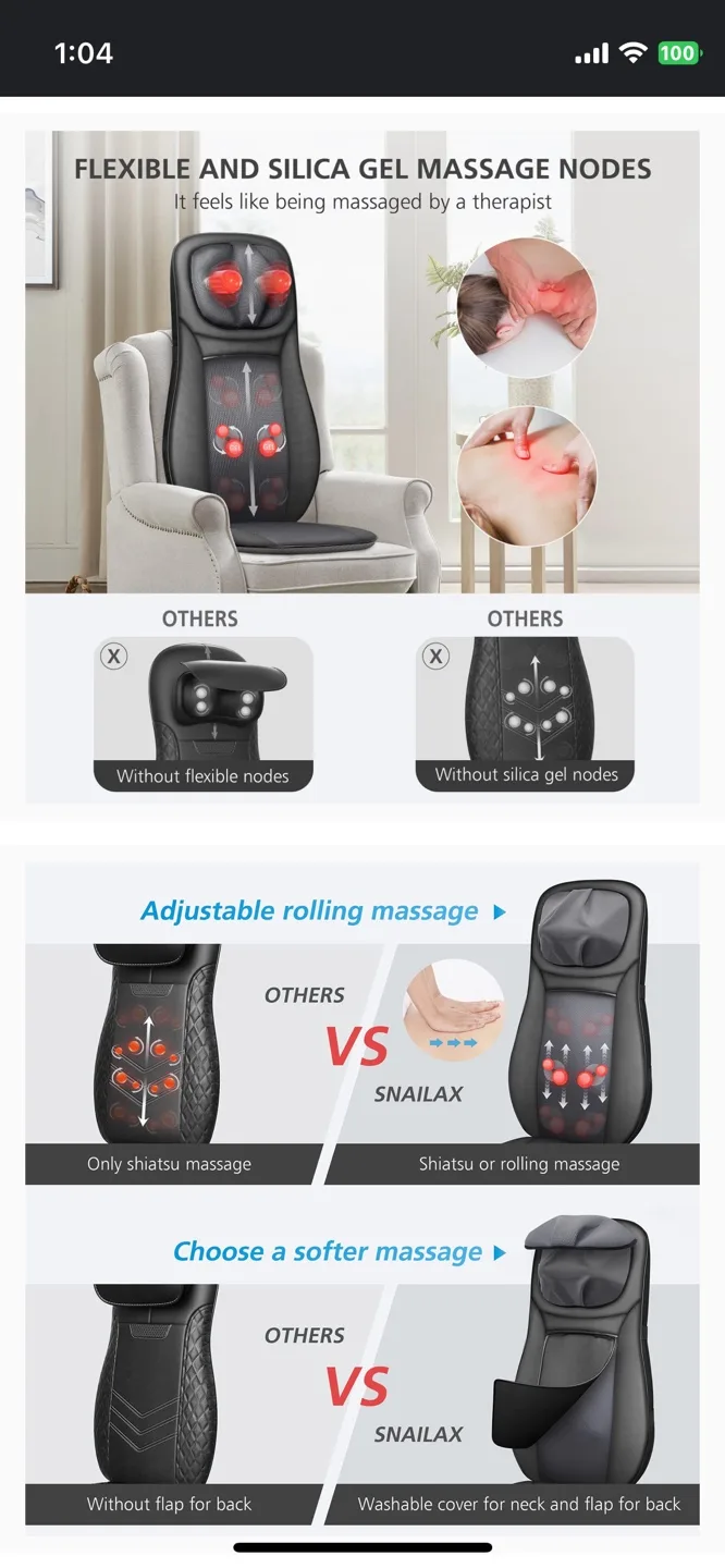 $200 VALUE Shiatsu Neck & Back Heated Massager Chair image indicator(2)