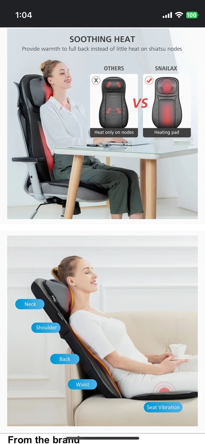 $200 VALUE Shiatsu Neck & Back Heated Massager Chair image indicator(5)