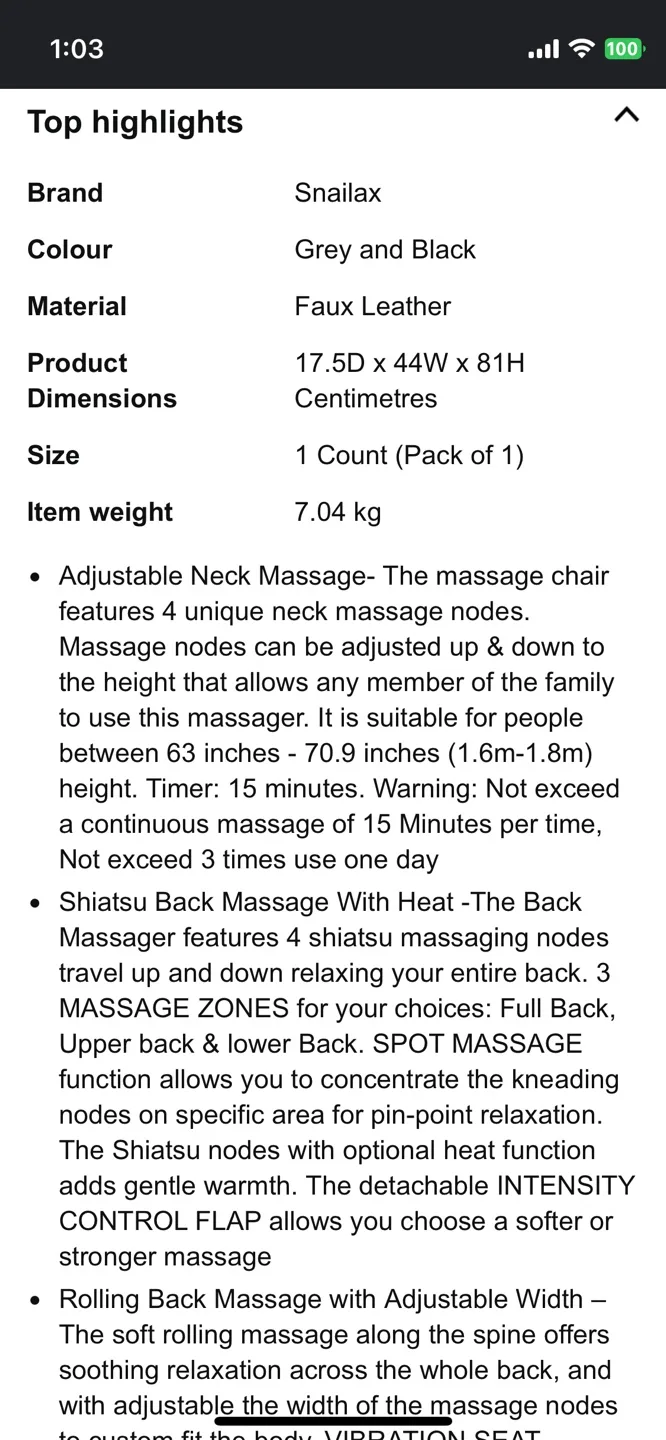 $200 VALUE Shiatsu Neck & Back Heated Massager Chair image indicator(8)