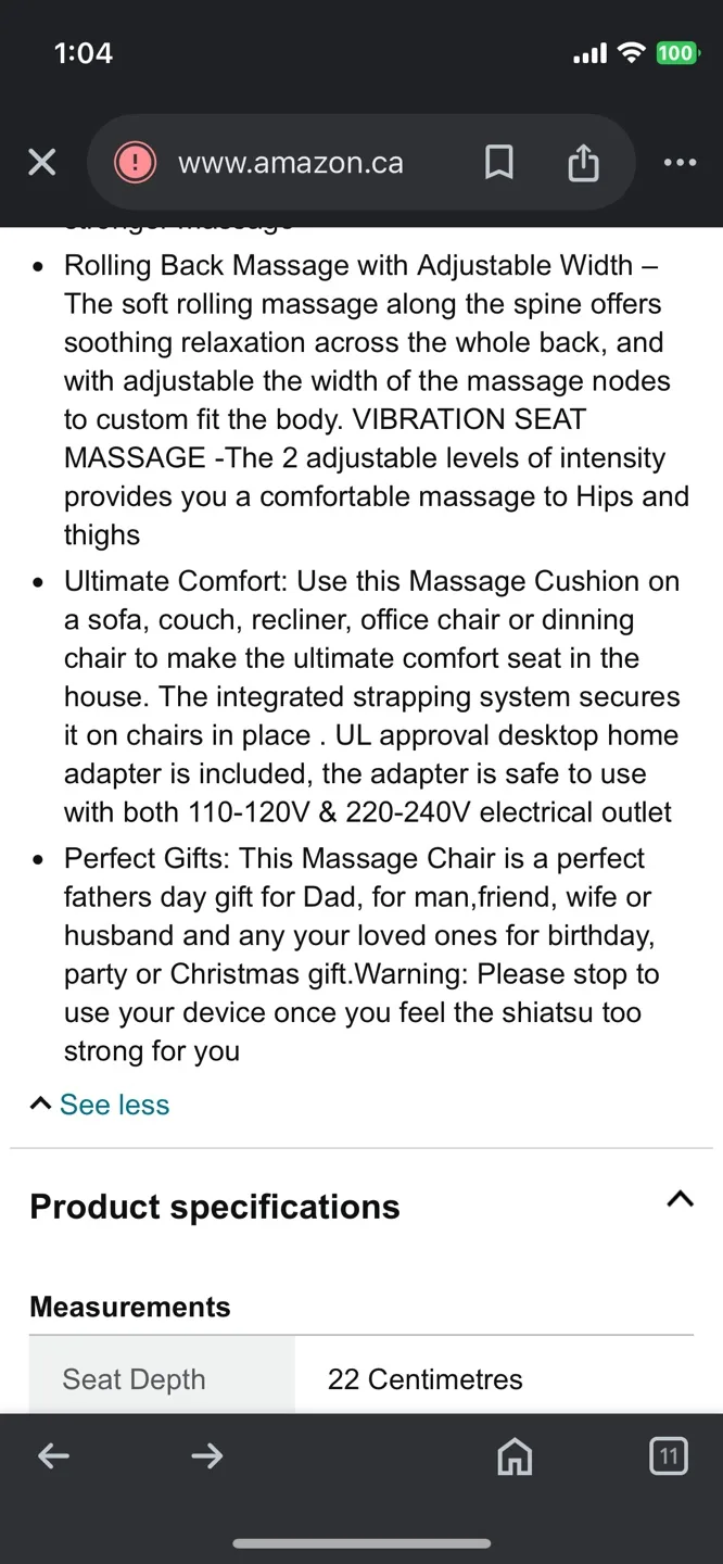 $200 VALUE Shiatsu Neck & Back Heated Massager Chair image indicator(9)