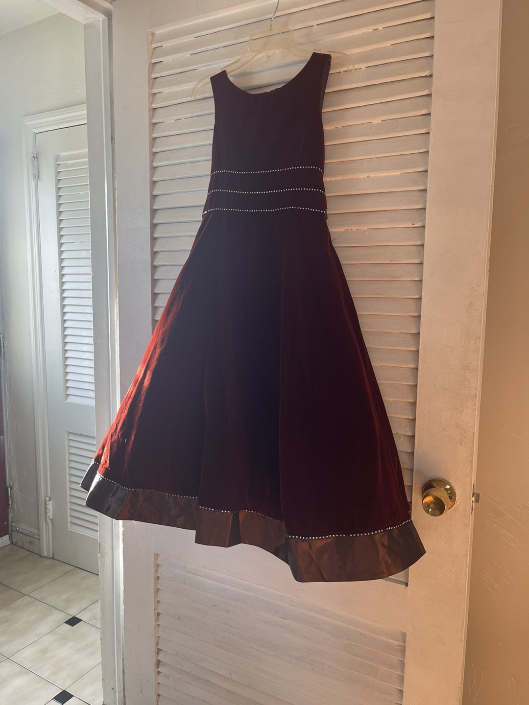 #ThriftyPicks Burgundy Velvet Dress with Rhinestone Detail