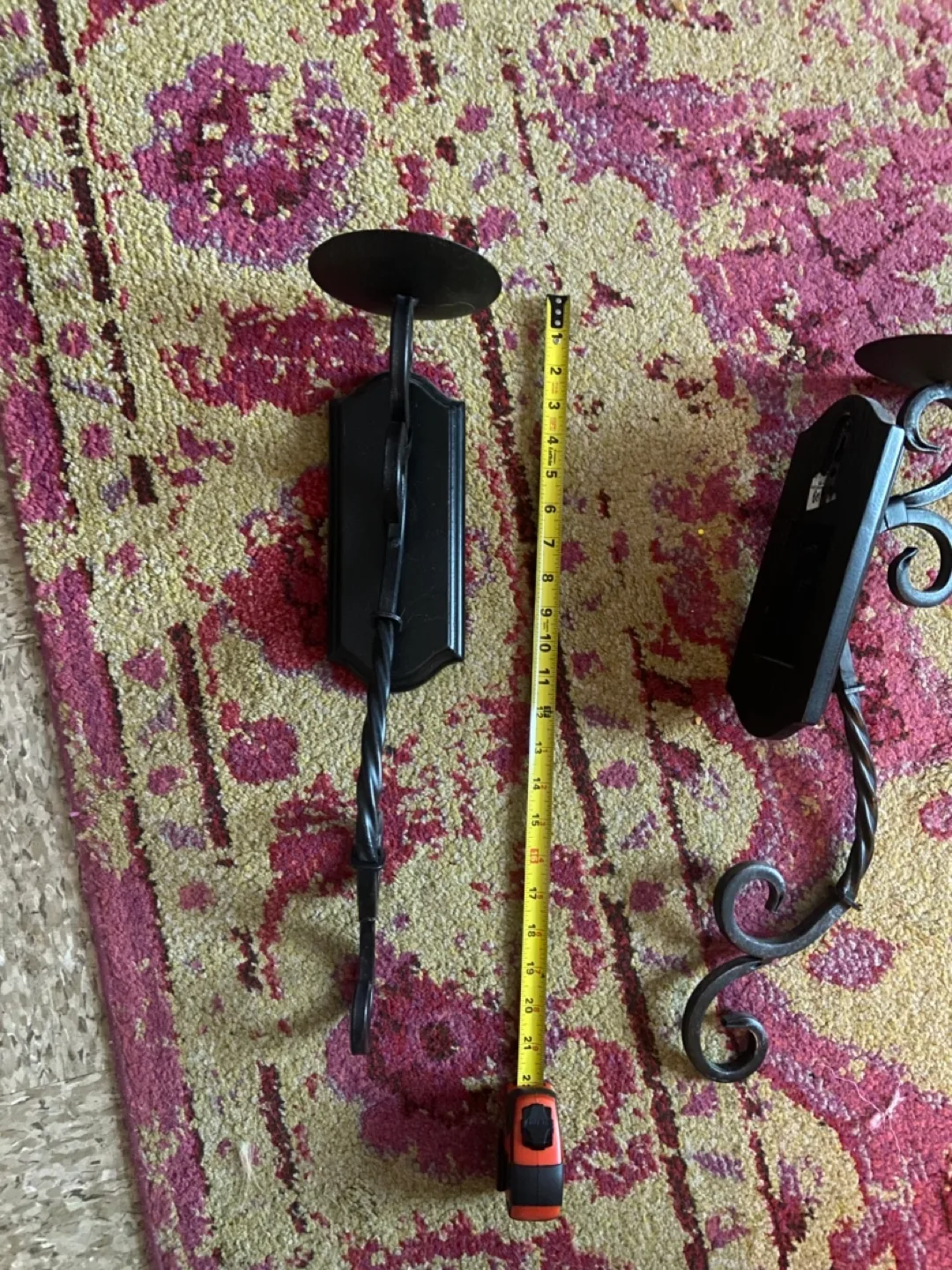 Spanish vintage Black Metal Wall Candle Holders image indicator(4)