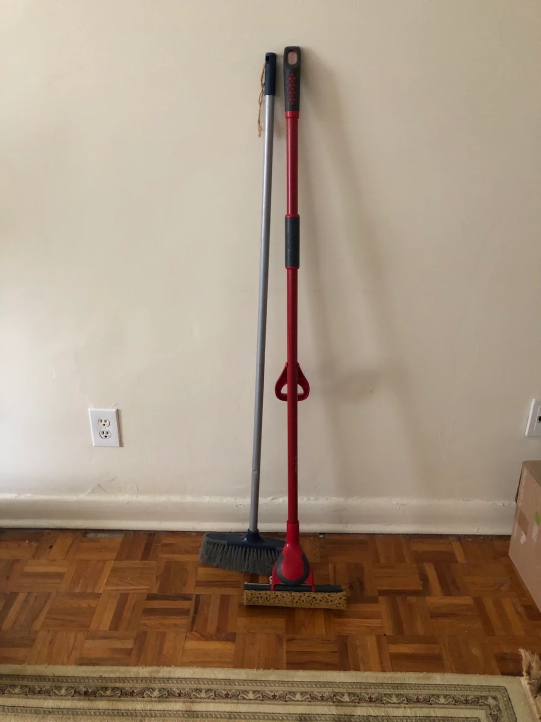Two Cleaning Tools - Broom and Mop with Squeegee thumbnail