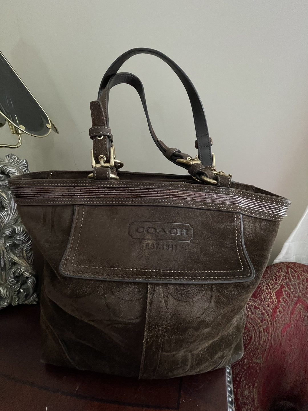 Coach Brown Suede Tote Bag  #ThriftyPicks