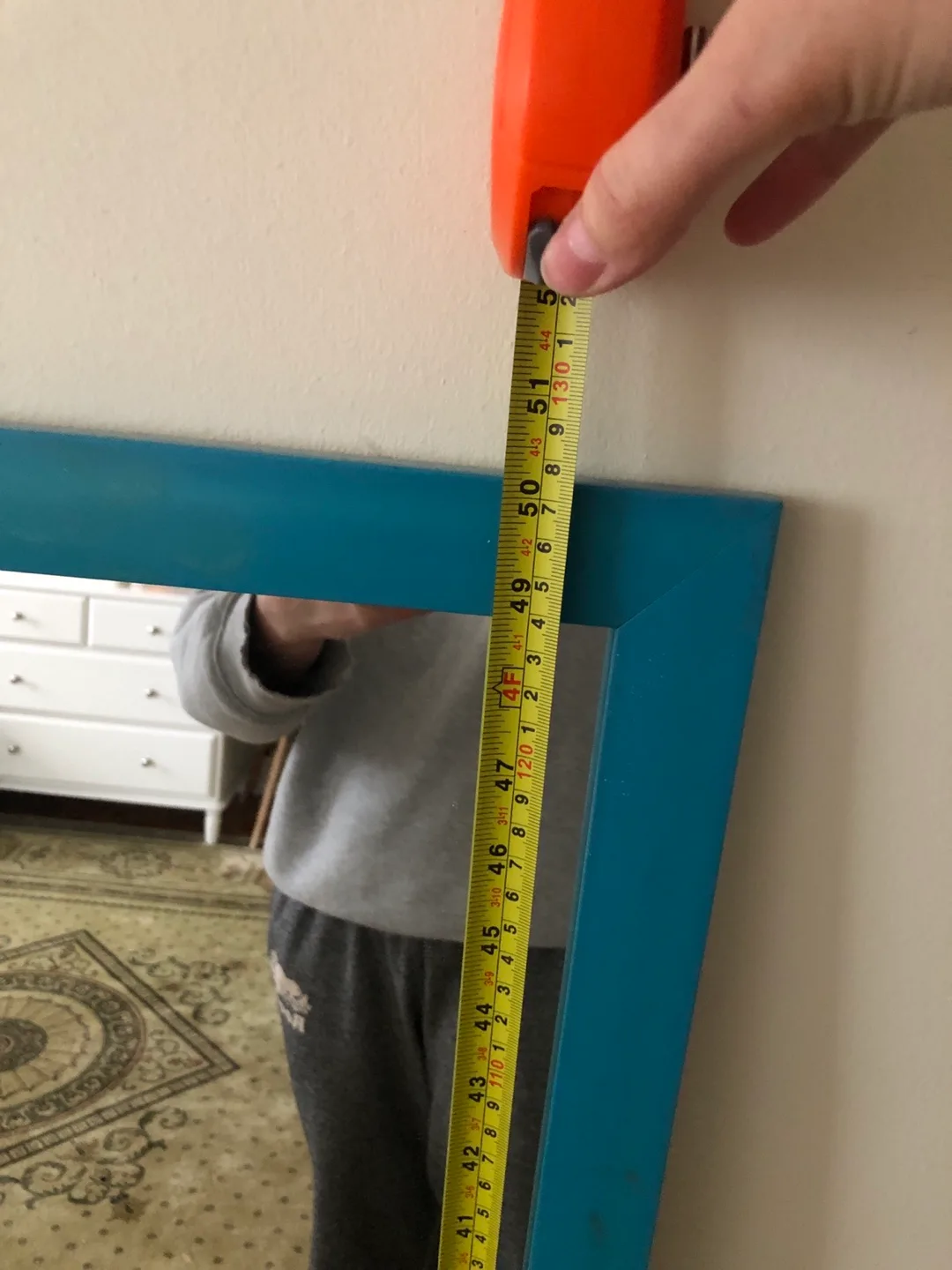 Full-length teal frame mirror image indicator(3)