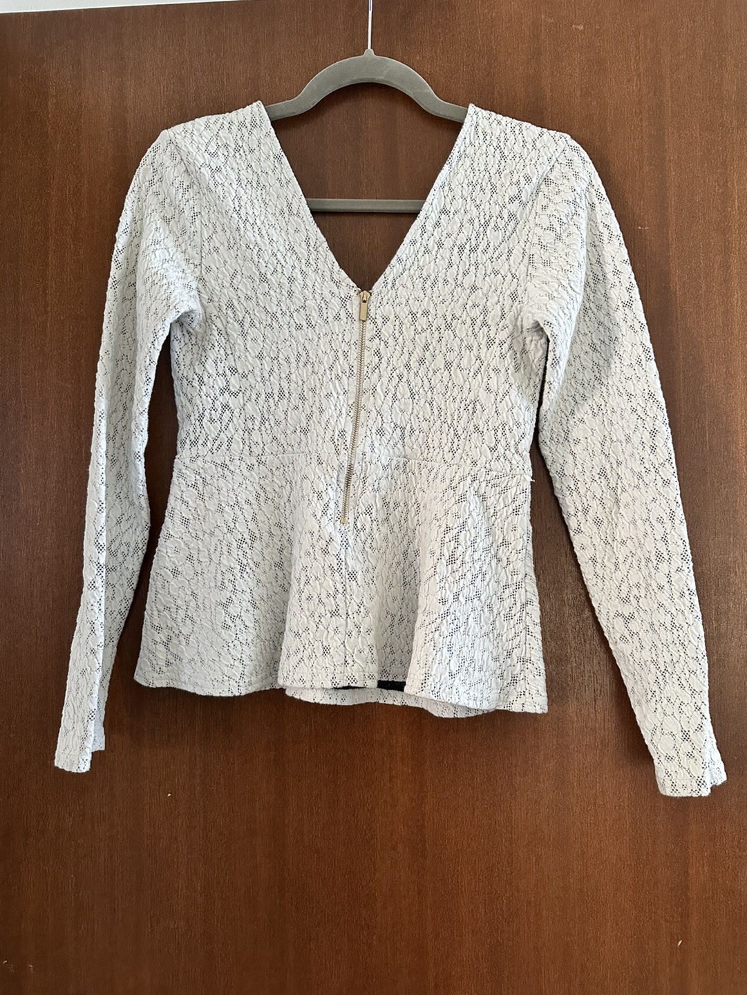 White Lace Peplum Blouse from Dynamite - photo 2