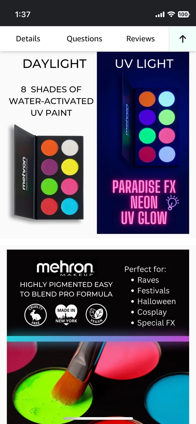 $50 VALUE 🤩 NEW PRO Make-Up Pallet Neon UV Black Light image indicator(4)