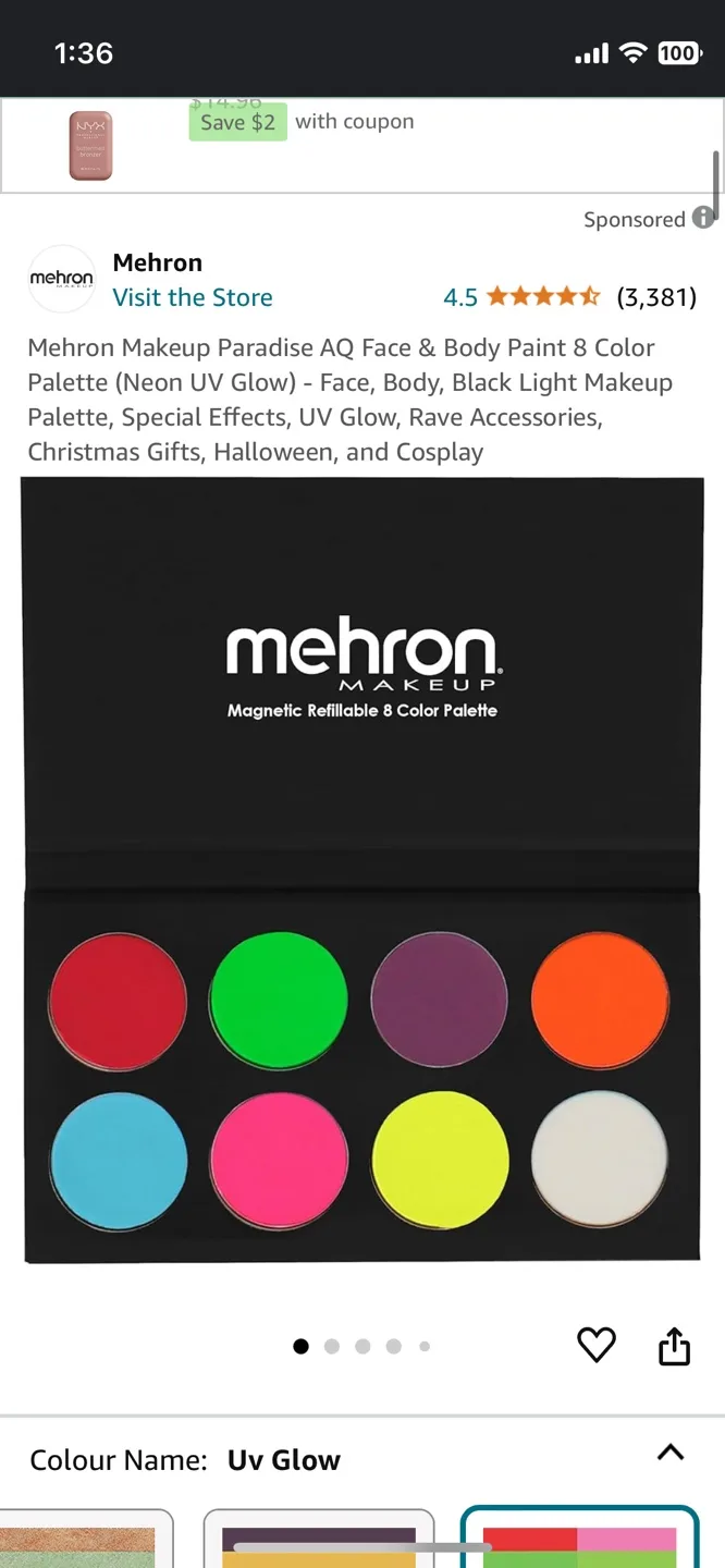 $50 VALUE 🤩 NEW PRO Make-Up Pallet Neon UV Black Light image indicator(3)