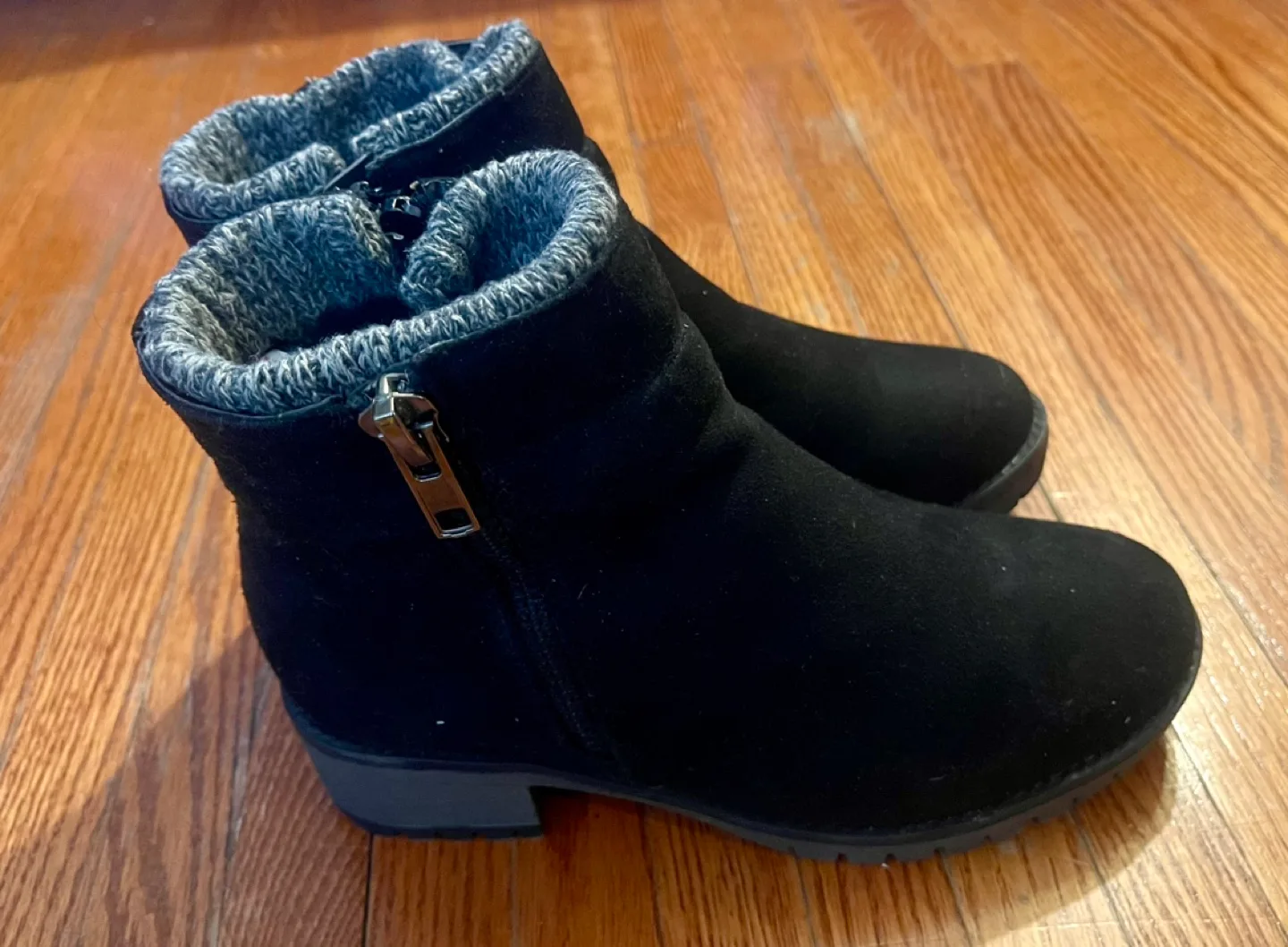 Black Suede Ankle Boots with Zipper image indicator(4)