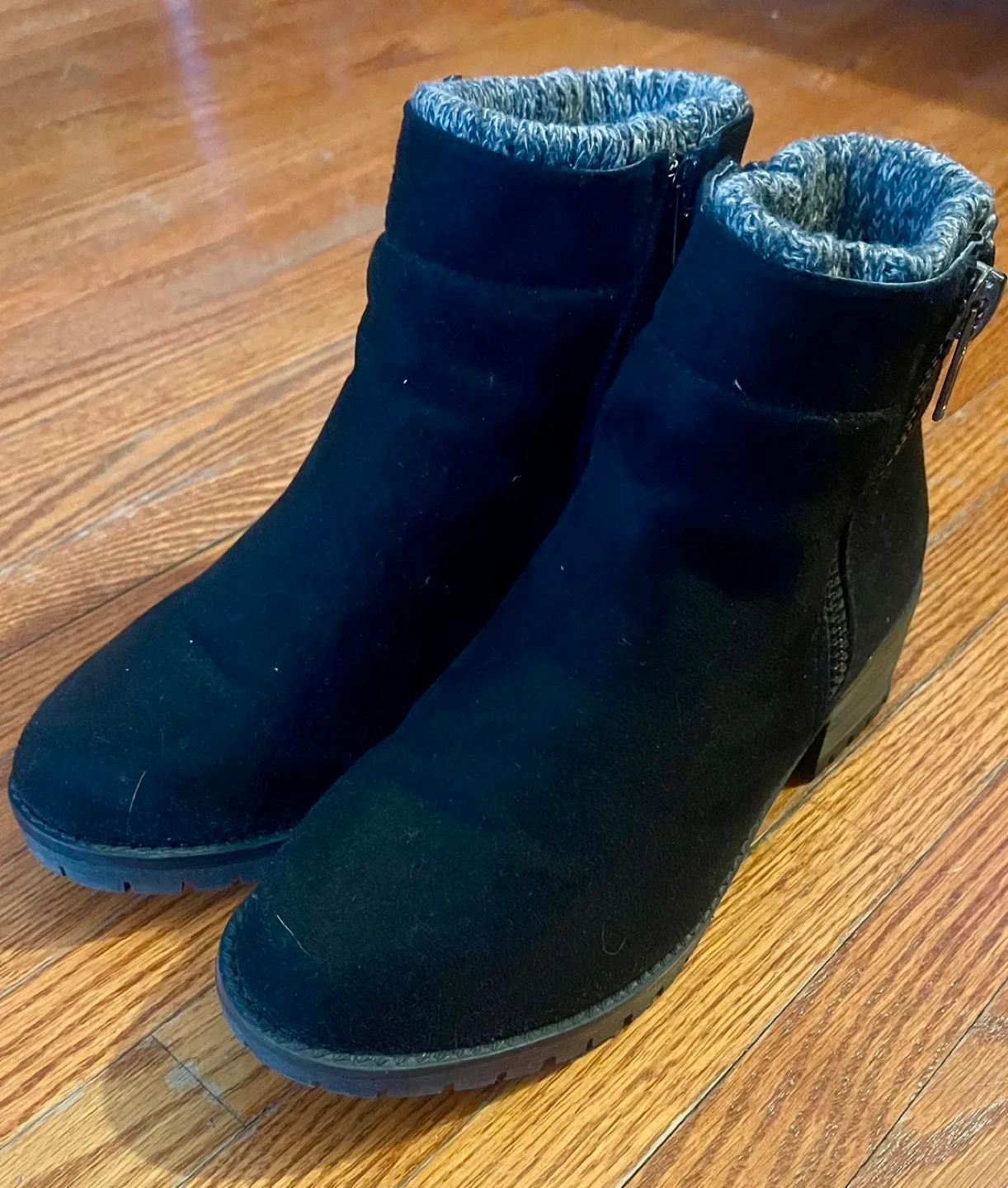 Black Suede Ankle Boots with Zipper image indicator(2)