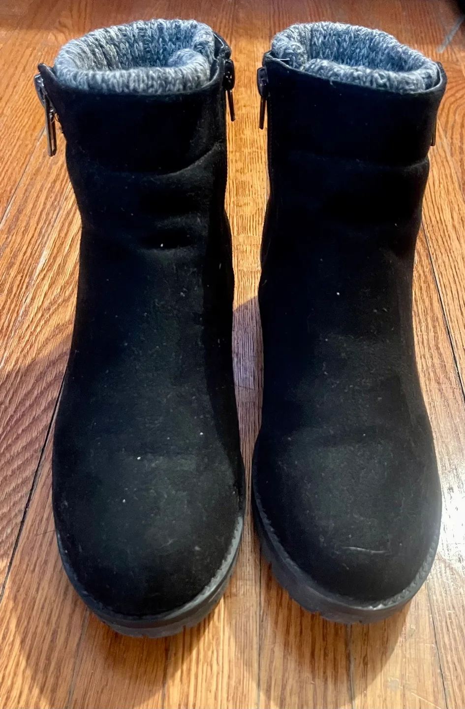 Black Suede Ankle Boots with Zipper image indicator(8)