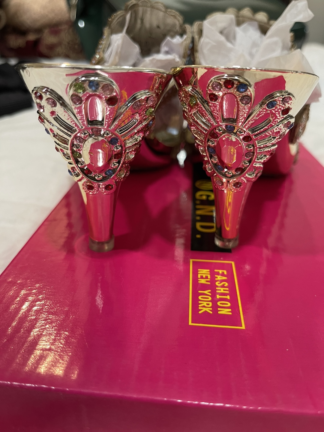 Gold Glitter Rhinestone Sandals  #ThriftyPicks - photo 4
