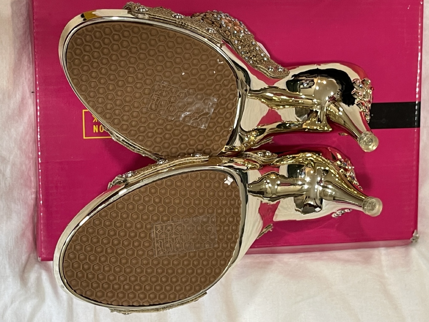 Gold Glitter Rhinestone Sandals  #ThriftyPicks - photo 3