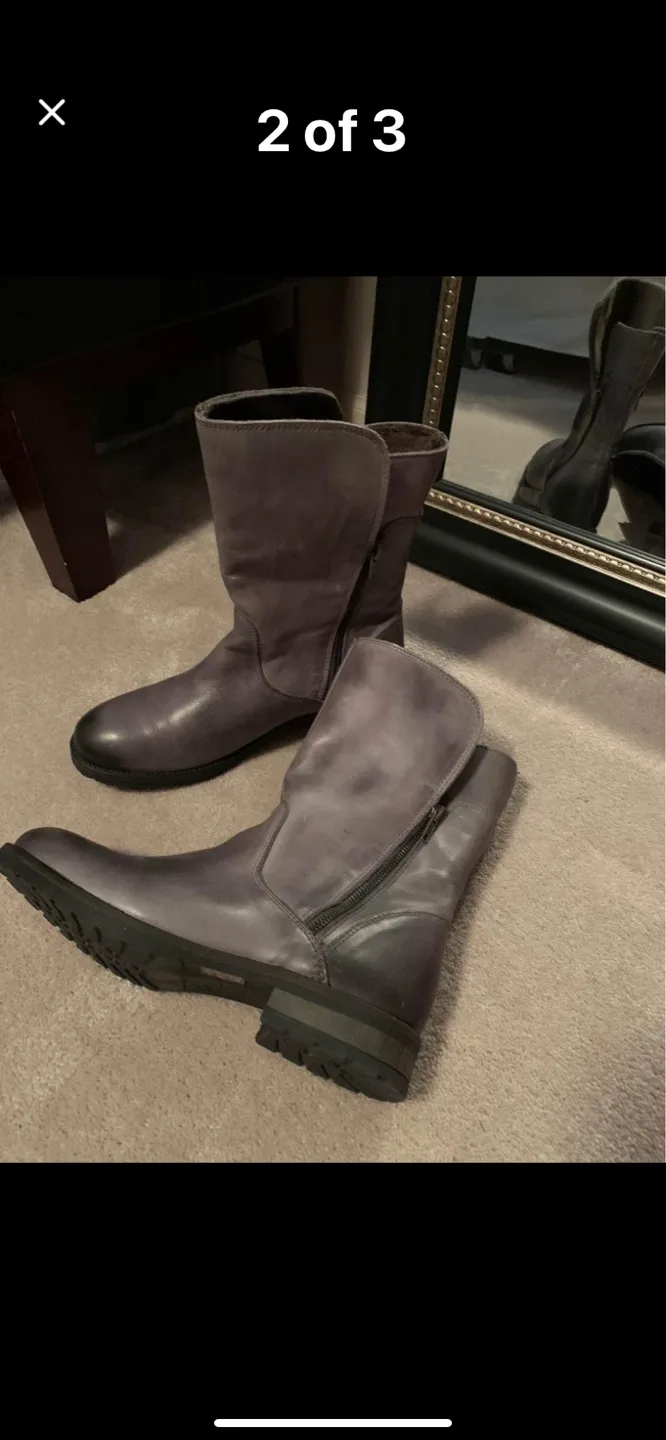 Grey Leather Boots image indicator(2)