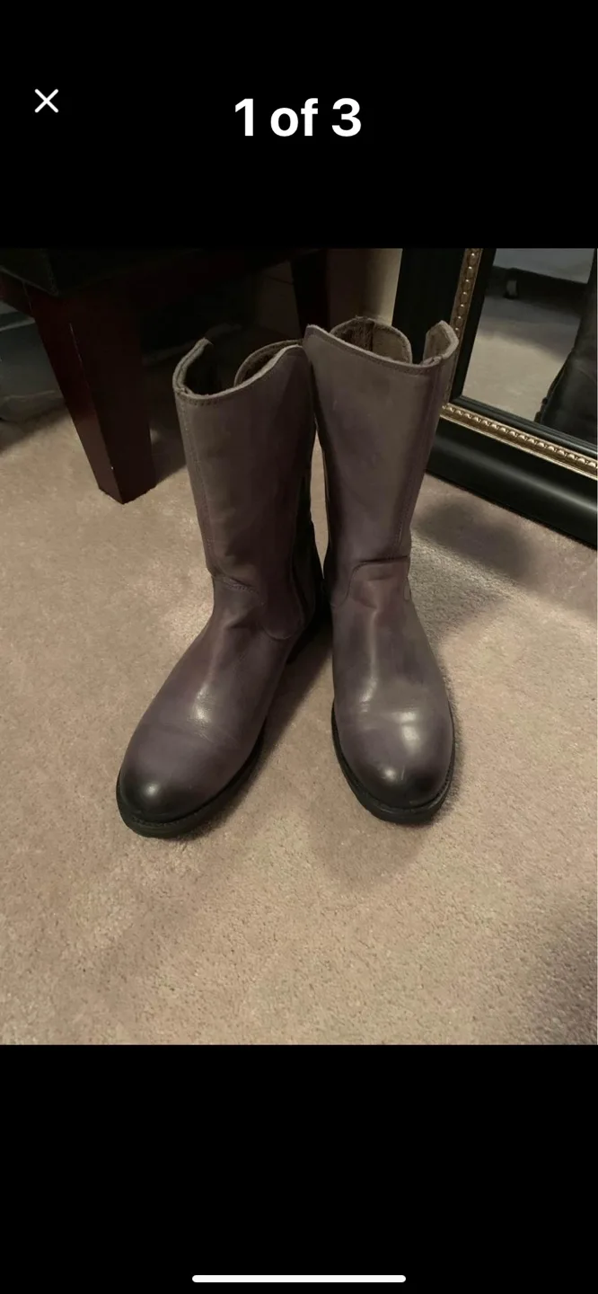 Grey Leather Boots
