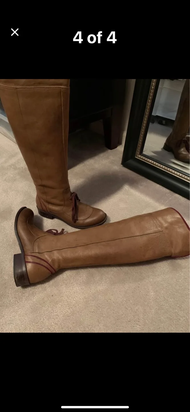 Brown Leather Knee High Boots image indicator(4)