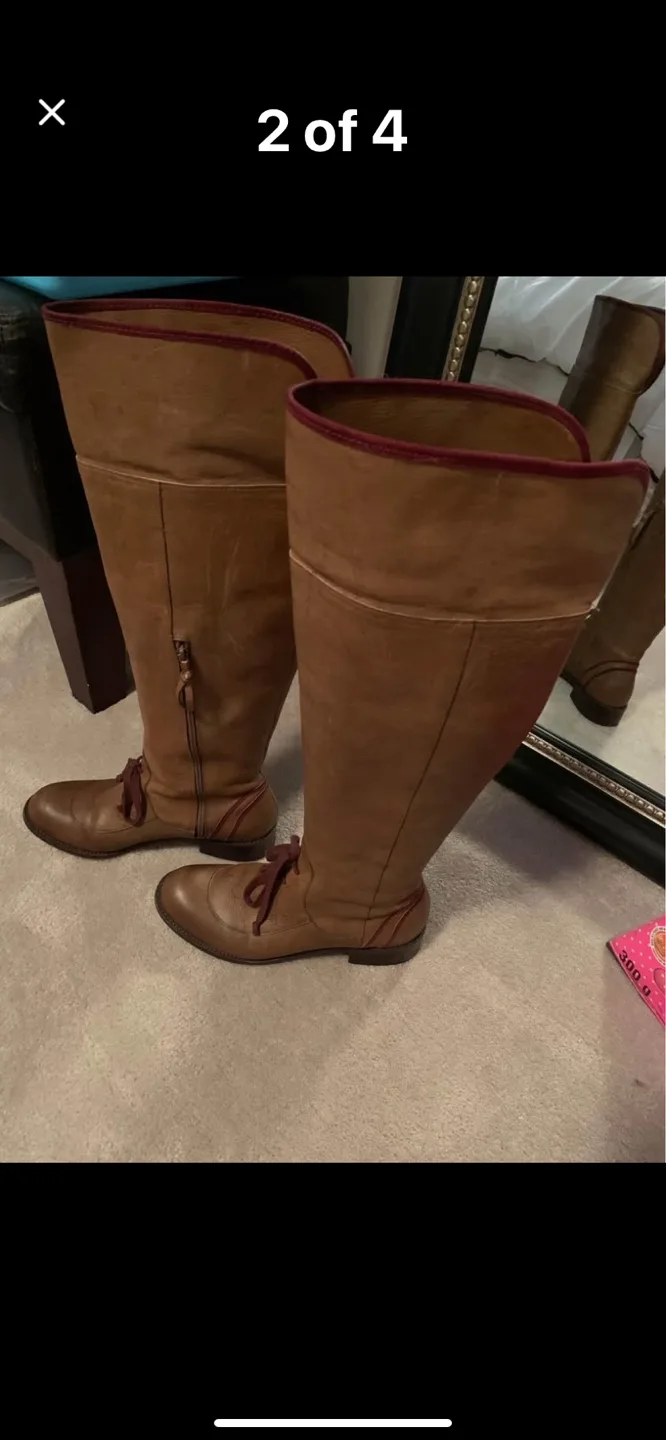 Brown Leather Knee High Boots image indicator(2)