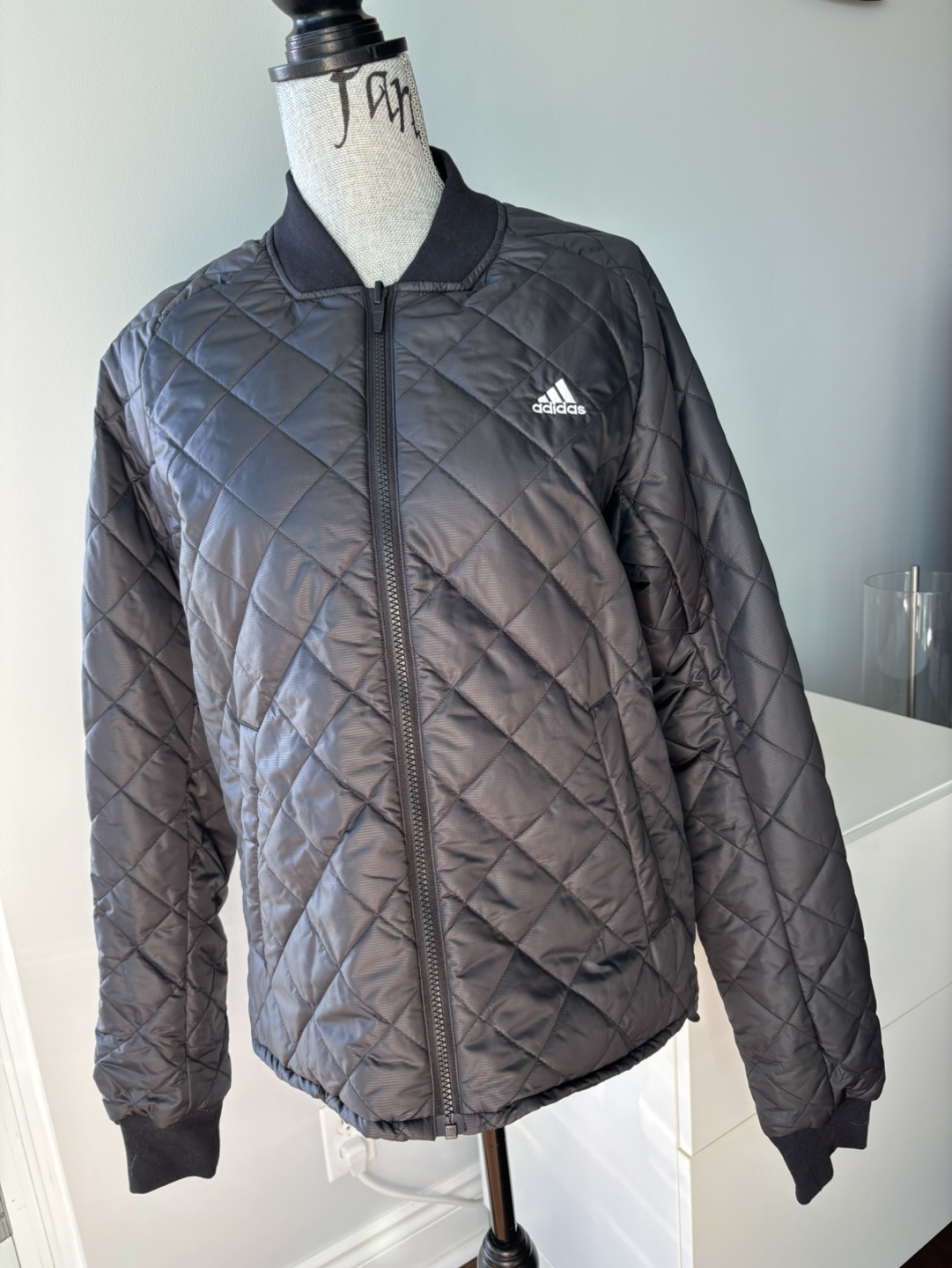 Adidas Black Quilted Bomber Jacket