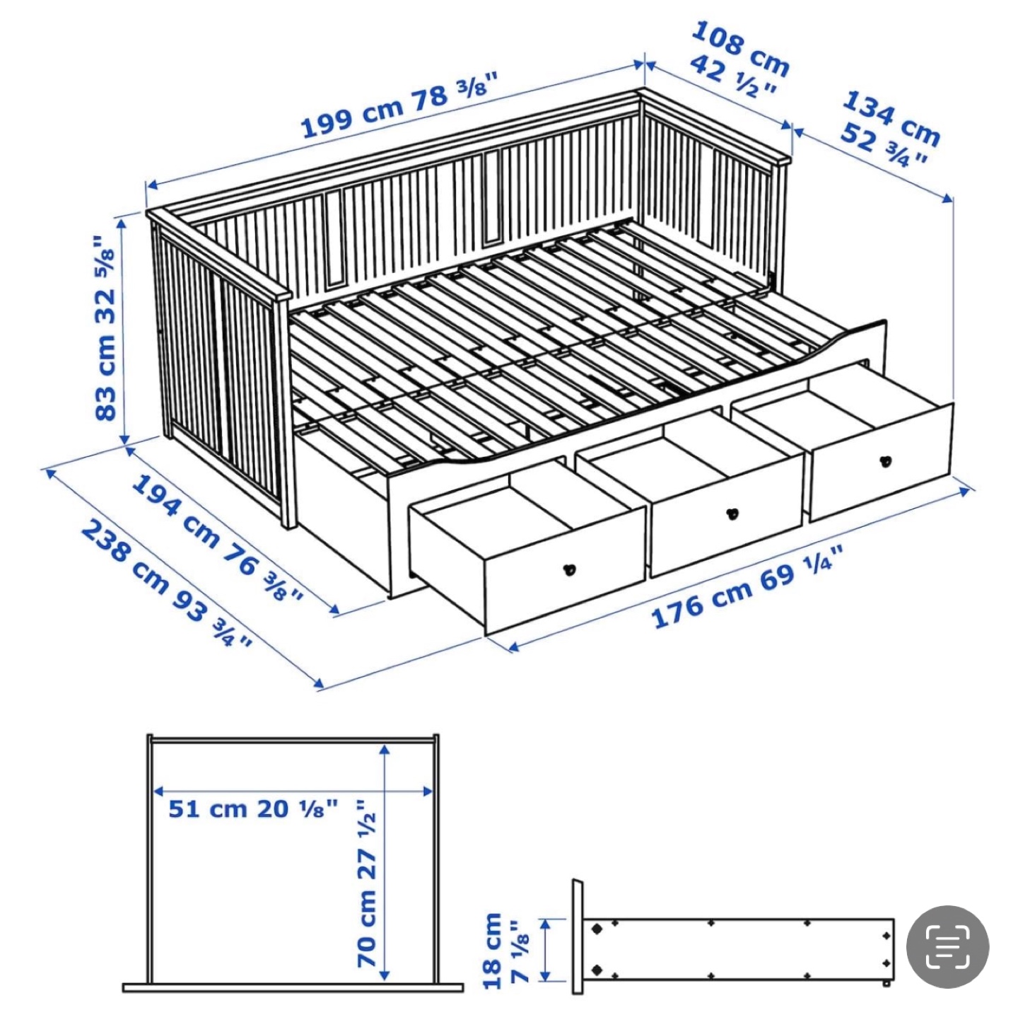 IKEA  Hemnes  pullout Bed frame with Storage - photo 2