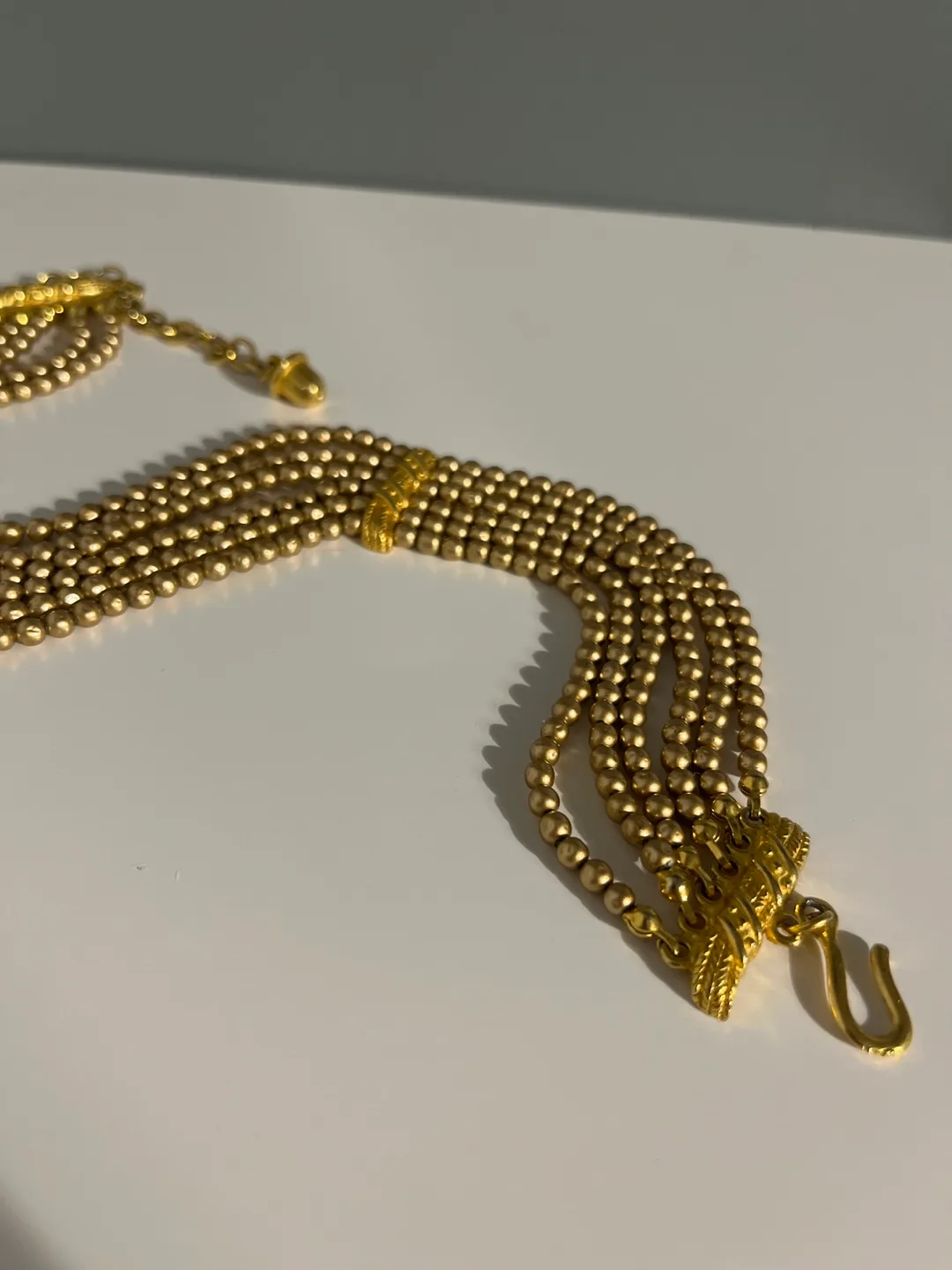 Gold Tone Multi-Strand Beaded Choker Necklace image indicator(3)