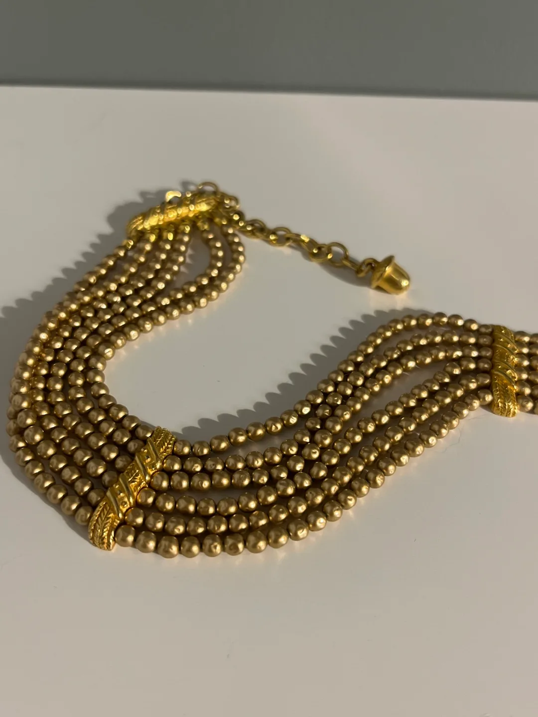 Gold Tone Multi-Strand Beaded Choker Necklace image indicator(2)