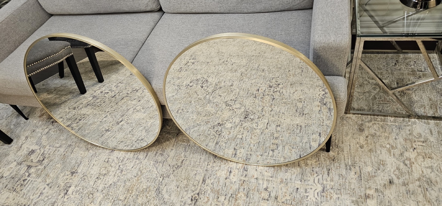 Set of 2 Gold Round Mirrors