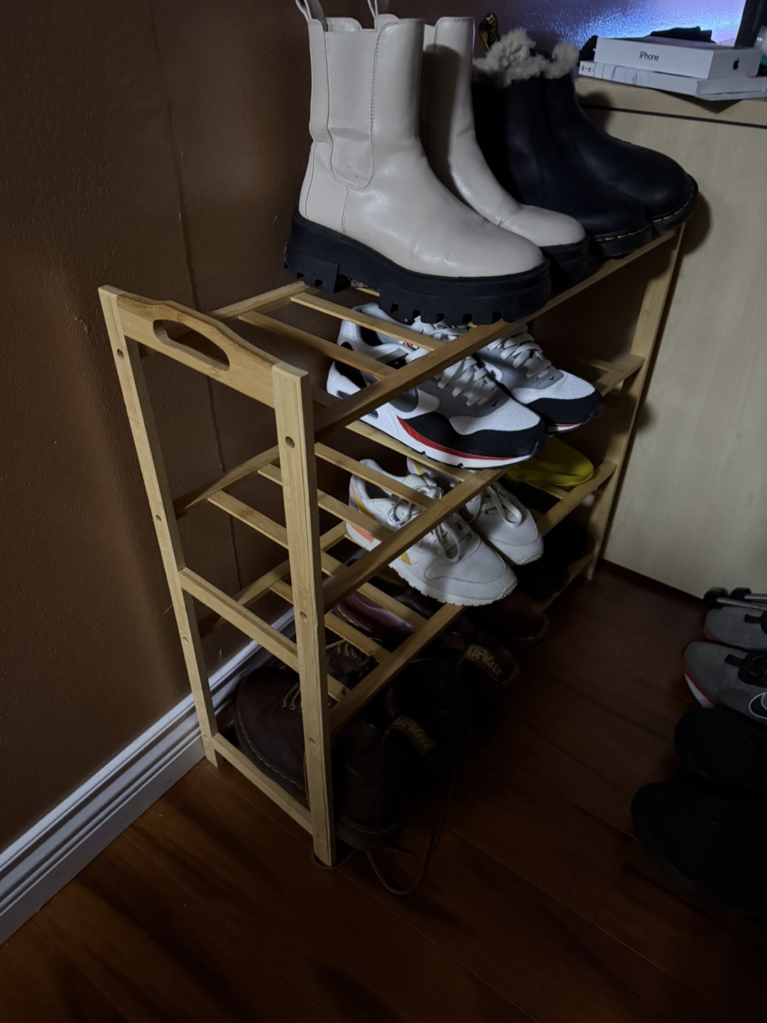 Wooden shoe rack