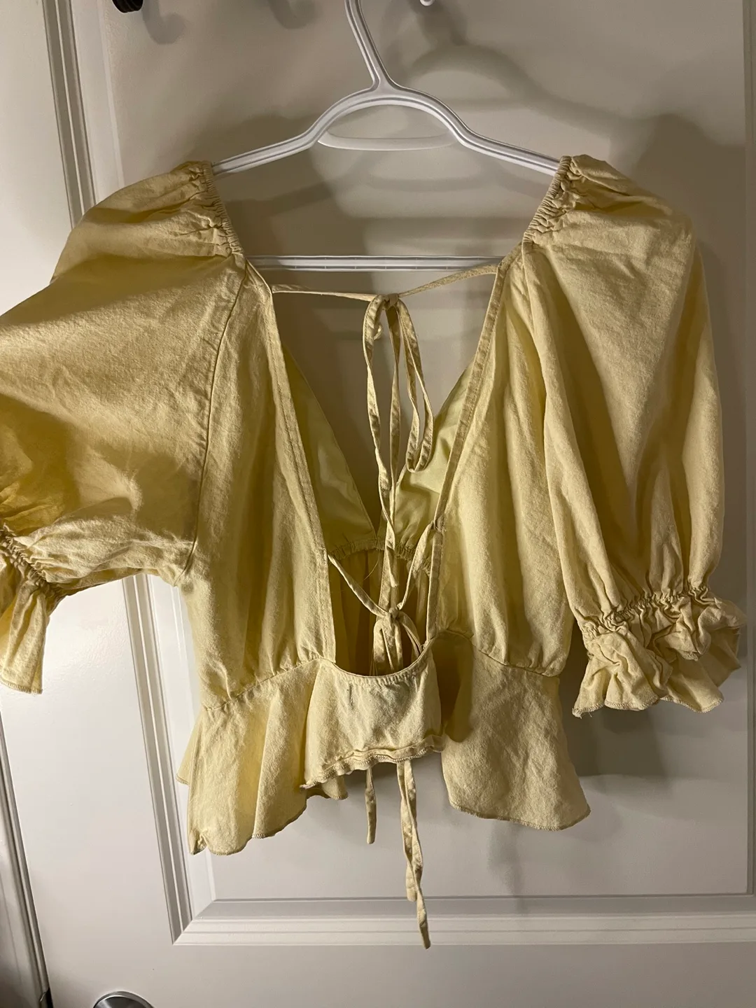 Yellow Puff Sleeve Crop Top #ThriftyPicks image indicator(4)
