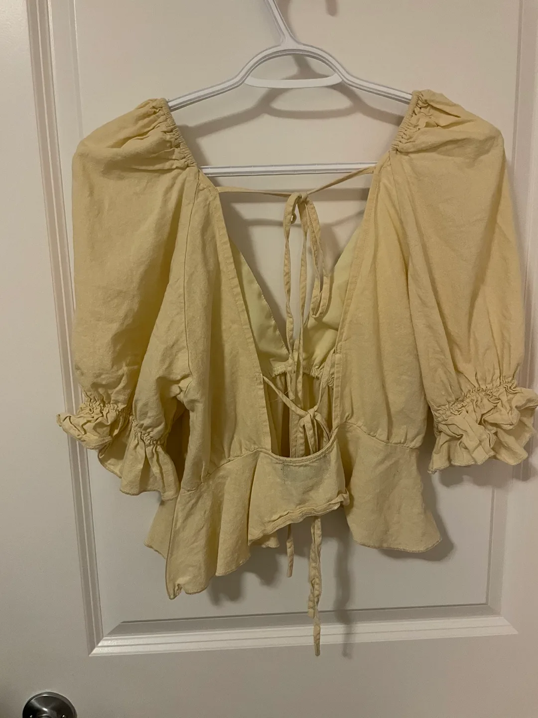 Yellow Puff Sleeve Crop Top #ThriftyPicks image indicator(2)