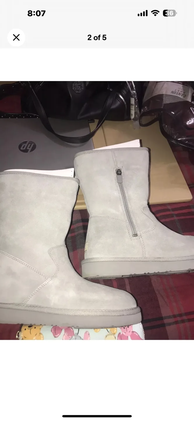 UGG Womens Gray Suede Boots Size 7 image indicator(2)