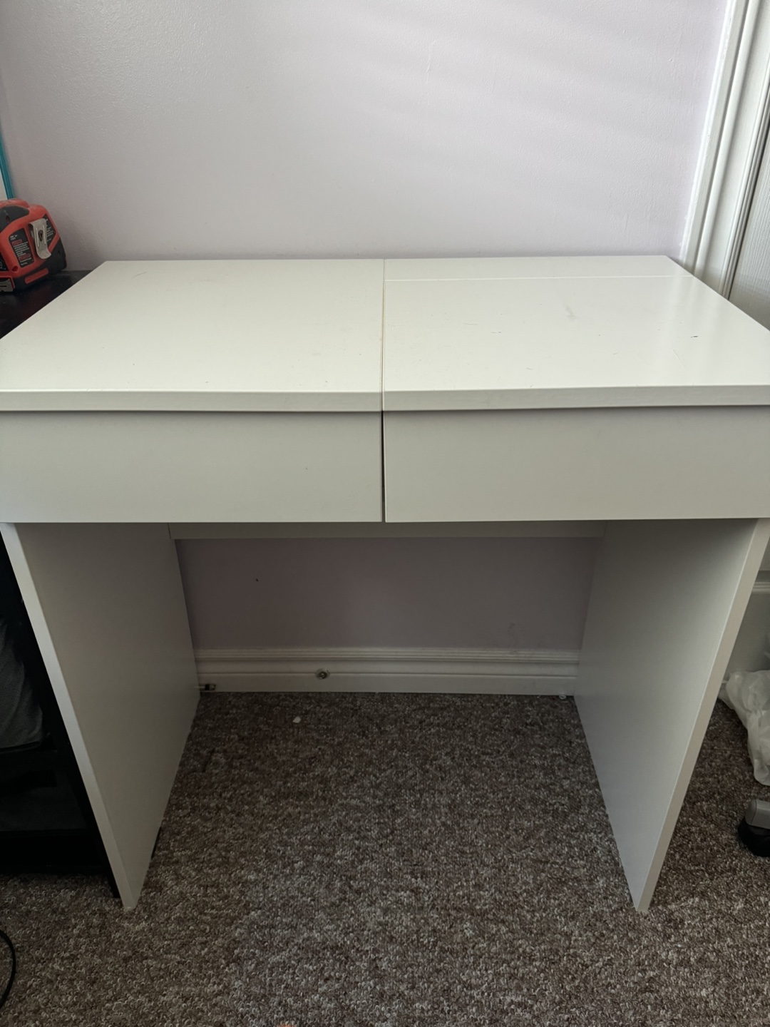 White Vanity Desk with Mirror