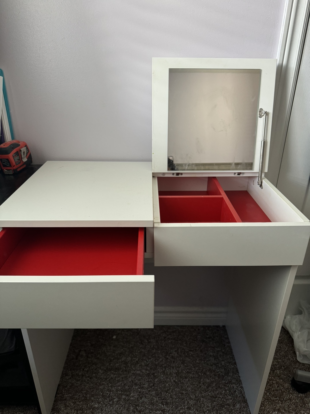 White Vanity Desk with Mirror - photo 2