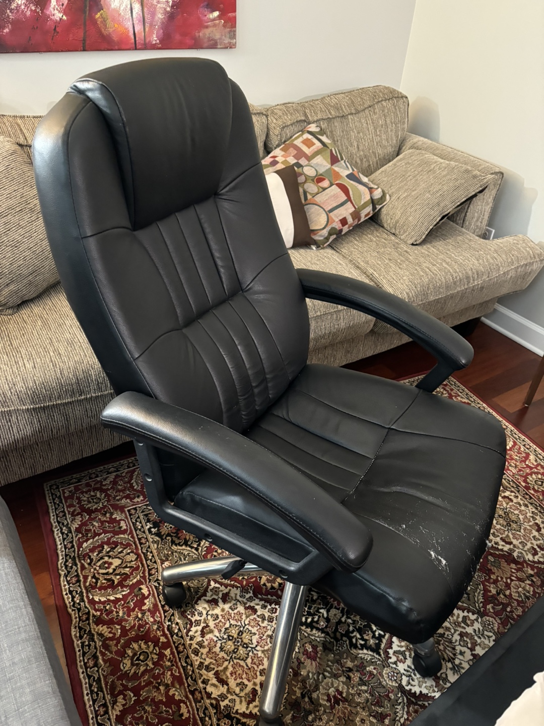 Black Leather Office Chair - photo 2