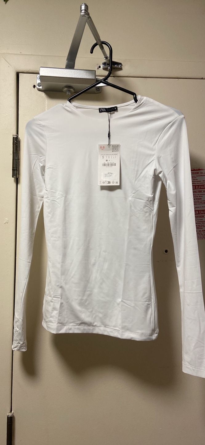 Zara White Long Sleeve polyamide T-shirt. - photo 3