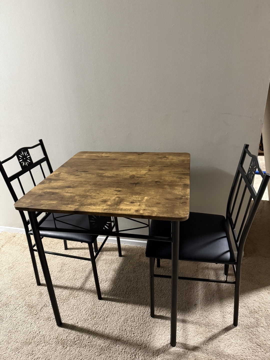 Small dining table and two chairs set