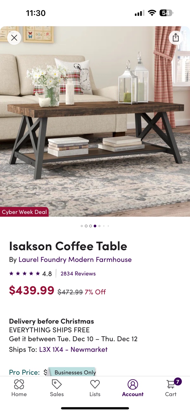 WAYFAIR Isakson Coffee Table