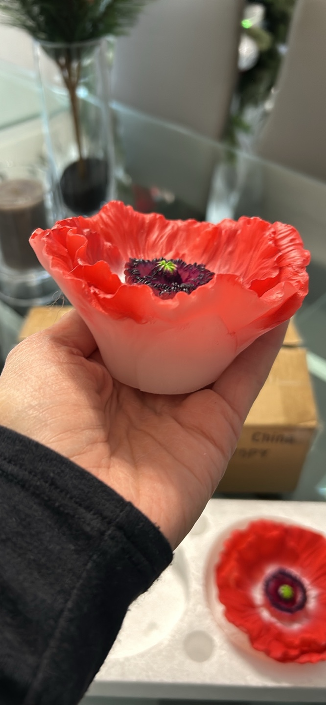 2 Red LED Light Up Poppy Flowers candles - photo 2