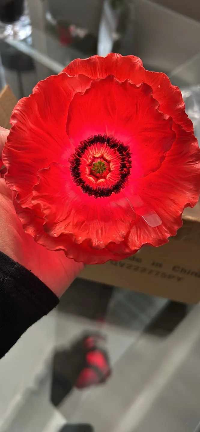 2 Red LED Light Up Poppy Flowers candles image indicator(4)