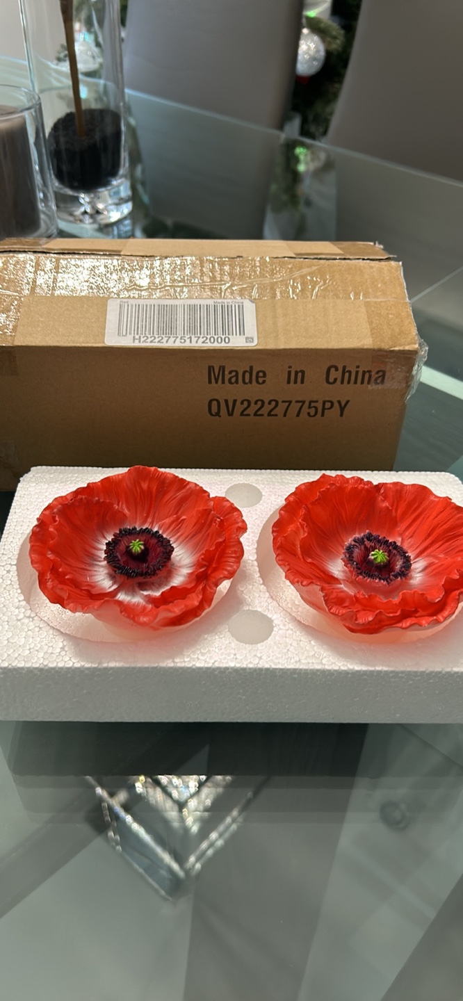 2 Red LED Light Up Poppy Flowers candles