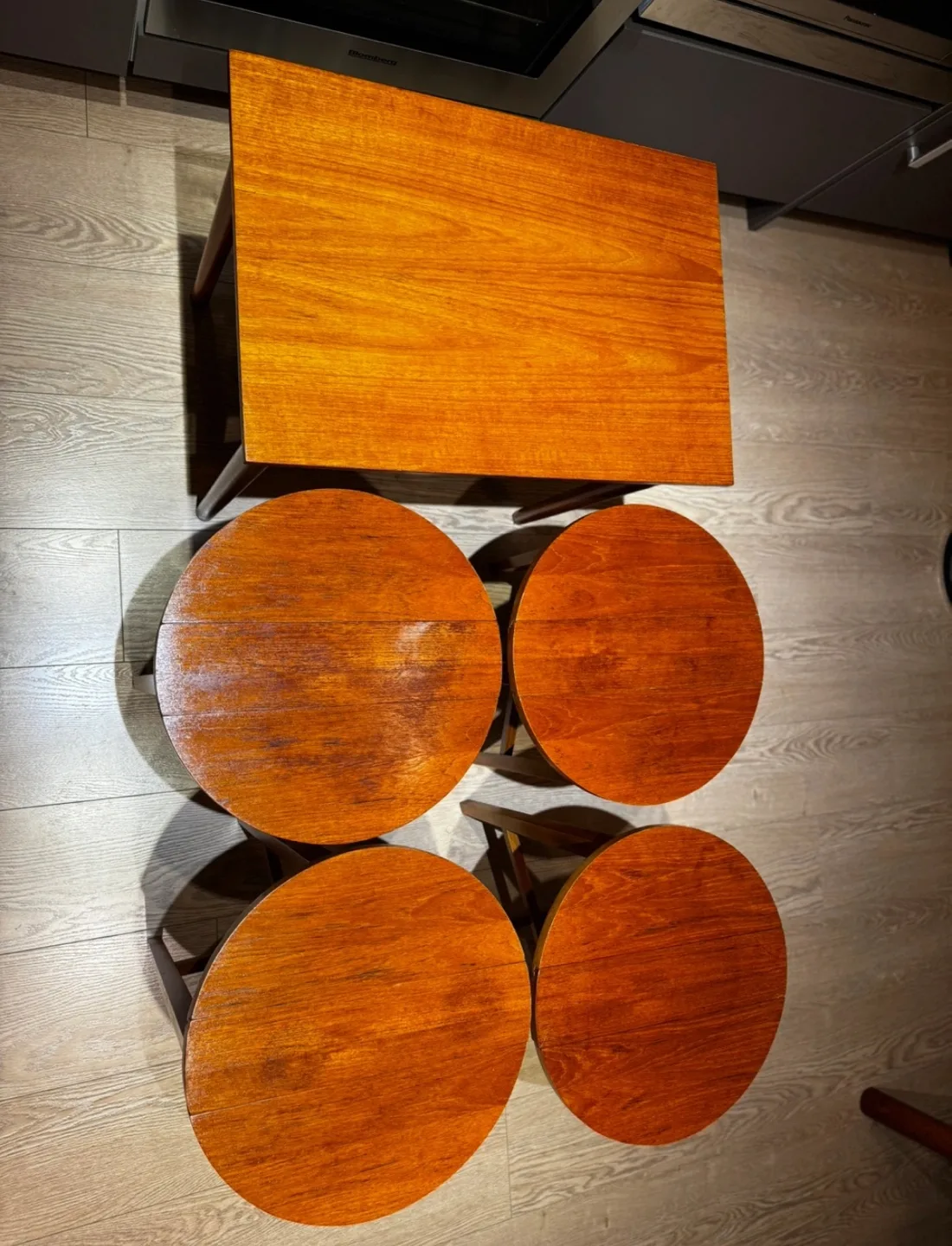 MCM Vintage teak Danish NESTING TABLES of 4 + 1 pieces image indicator(2)