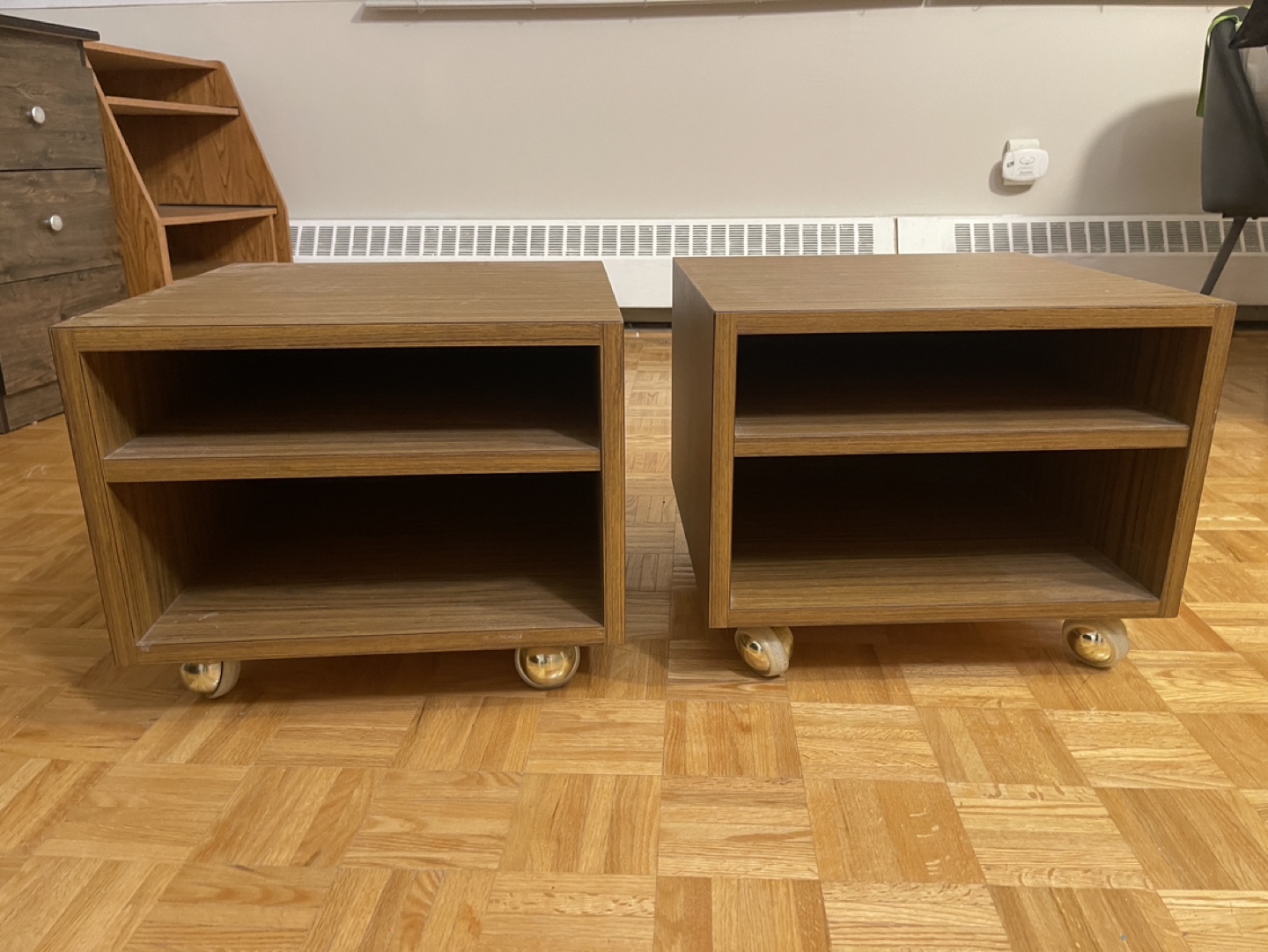 Pair of Rolling Wooden Storage Shelves - photo 2