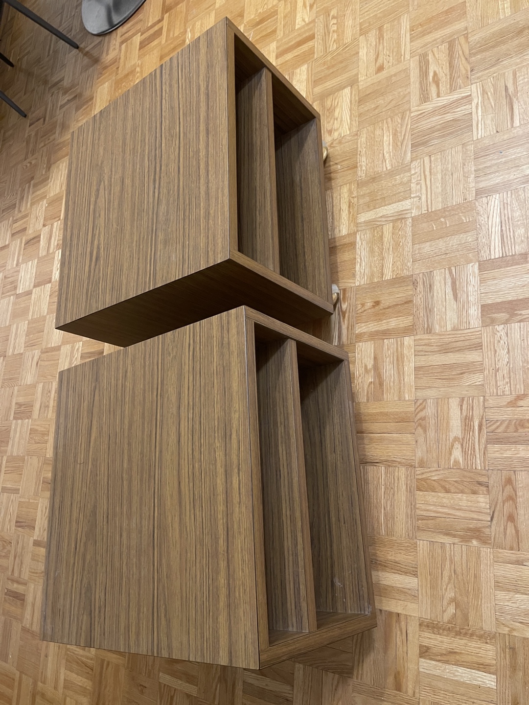 Pair of Rolling Wooden Storage Shelves