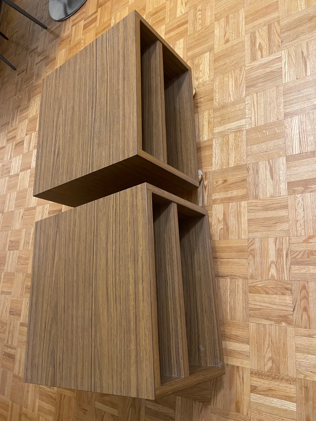 Pair of Rolling Wooden Storage Shelves thumbnail