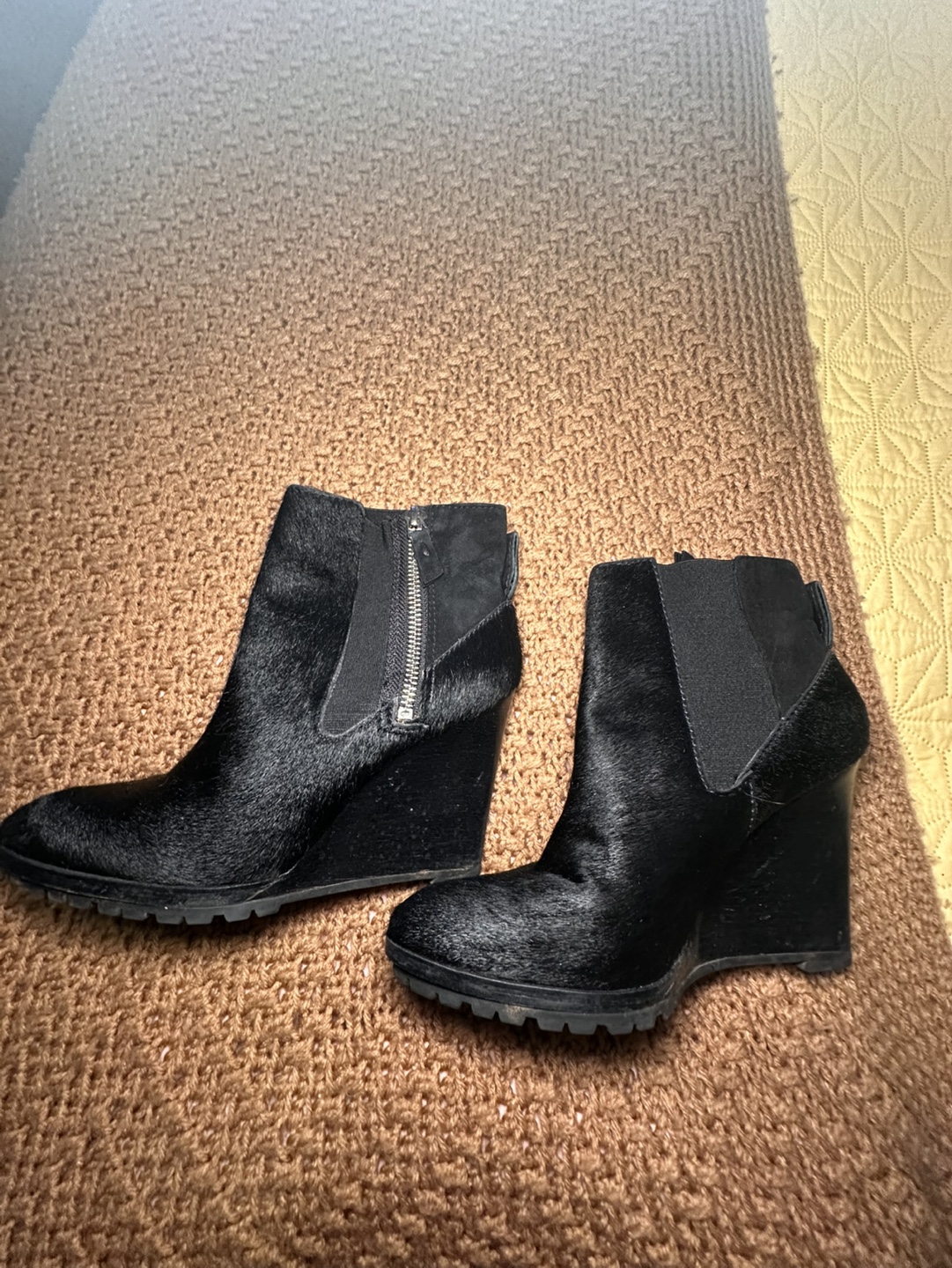 Derek LamBlack Hair on Hide Wedge Booties