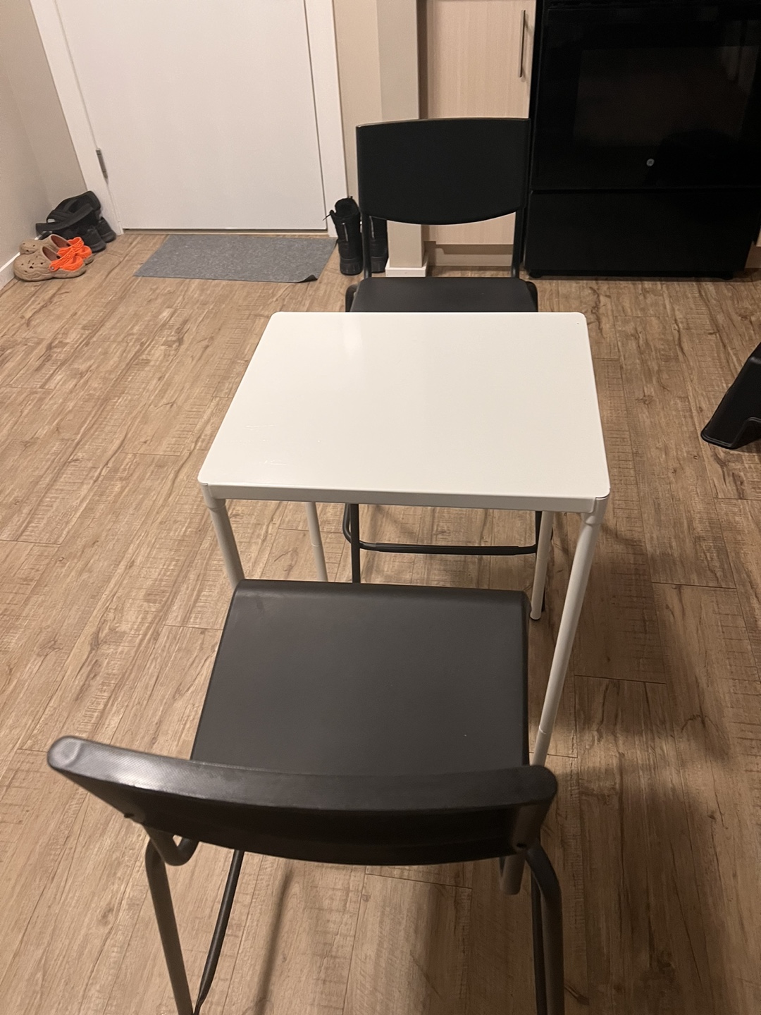 IKEA White Table and 2 Black Chairs - photo 3
